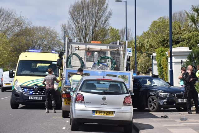 Air ambulance and emergency services at the scene of a RTC at Southsea seafront
Picture: Geoffrey Osborne