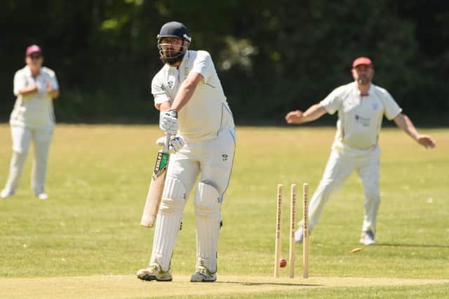 Rowner's Lewis Haines is bowled.
Picture: Keith Woodland