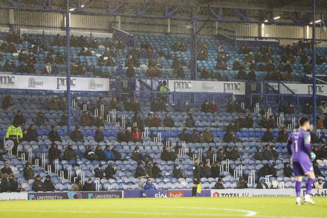 Fratton Park welcomed back 2,000 supporters as it opened up three stands for the visits of Peterborough and Fleetwood. Picture: Joe Pepler