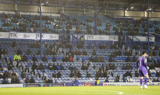 Fratton Park welcomed back 2,000 supporters as it opened up three stands for the visits of Peterborough and Fleetwood. Picture: Joe Pepler