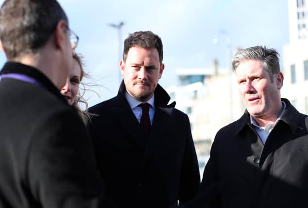 Stephen Morgan with Labour leader Sir Keir Starmer in Portsmouth in February. Picture: Chris Moorhouse     (290220-69)