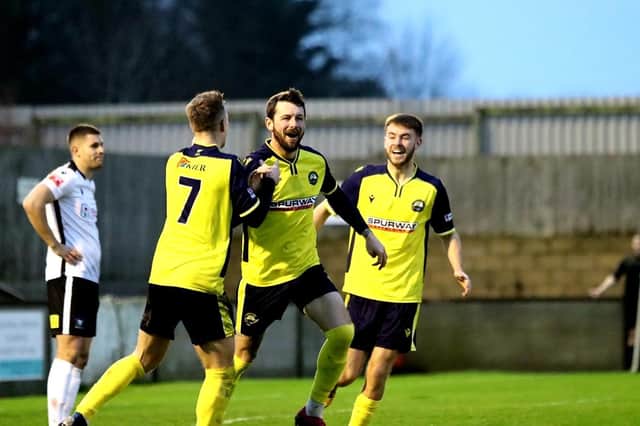 Striker Dan Wooden, centre, is hoped to be back to face Taunton this weekend after a recent knee issue Picture: Tom Phillips