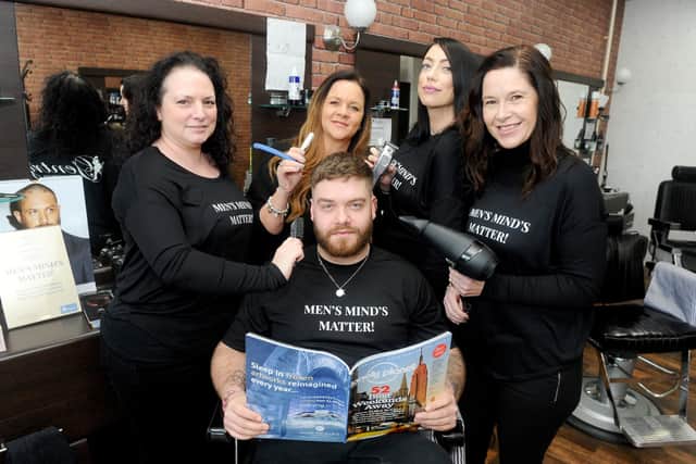 The Gentry Barbershop in Gregson Avenue, Bridgemary, Gosport, have ditched their gossip magazines and replaced them with other magazines which focus on different subjects. They are also holding a charity day on Sunday, April 26, between 10am-2pm raising money for Mind.
From left, Danielle Knight, co-owner with Tracey Mitchell, barber Victoria Harkin, barber and manager Julie James, manager with (seated) barber Ashley Caisley
Picture: Sarah Standing (270220-8857)