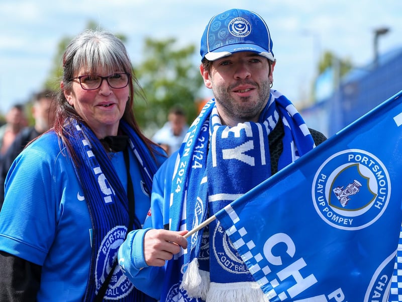 Pompey fans before the last home game of the season, Portsmouth v Wigan Athletic, at Fratton Park, PortsmouthPicture: Chris  Moorhouse