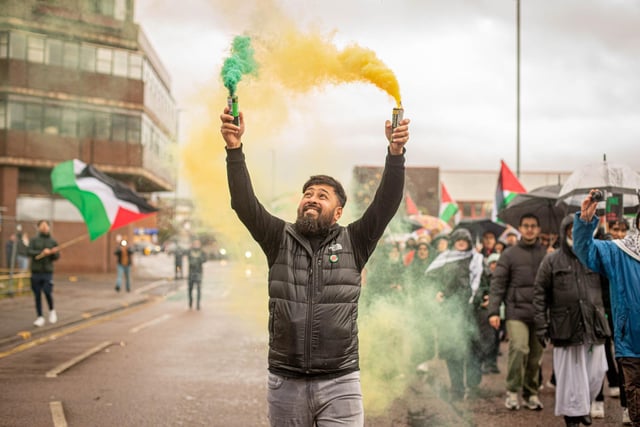 Hundreds of people took part in the march for Palestine 
Picture: Habibur Rahman