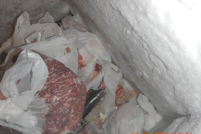 Some raw meat was found stored in unmarked bags. Picture: Fareham Borough Council