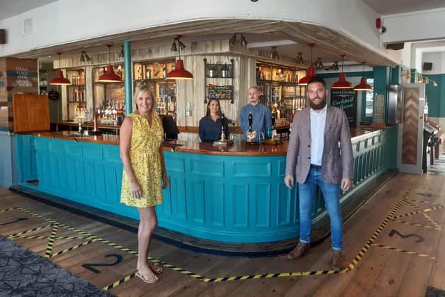 Gosport MP Caroline Dinenage, left, visits the landlord of The White Horse pub in Gosport to hear about the sector's challenges. Picture: Admiral Taverns