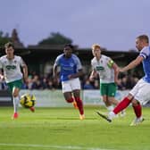 Joe Morrell gave Pompey the lead from the penalty spot, but Bognor levelled in the 87th minute as the match finished 1-1. Picture: Jason Brown/ProSportsImages