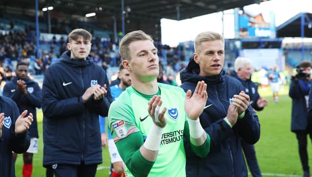 Craig MacGillivray and Alex Bass are among six goalkeepers presently on Pompey's books. Picture: Joe Pepler