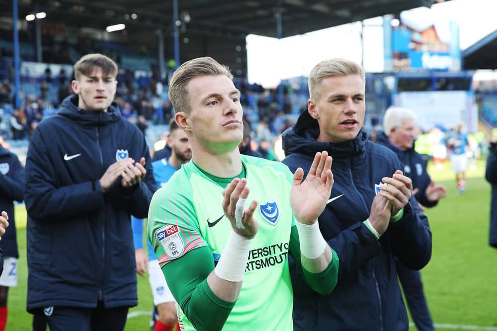 Craig MacGillivray and Alex Bass are among six goalkeepers presently on Pompey's books. Picture: Joe Pepler