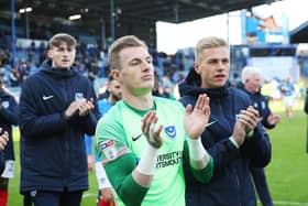 Craig MacGillivray and Alex Bass are among six goalkeepers presently on Pompey's books. Picture: Joe Pepler