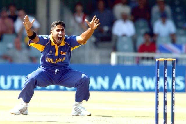 Chaminda Vaas had a short spell at Hampshire towards the end of the 2003 season. Photo by Nick Laham/Getty Images.