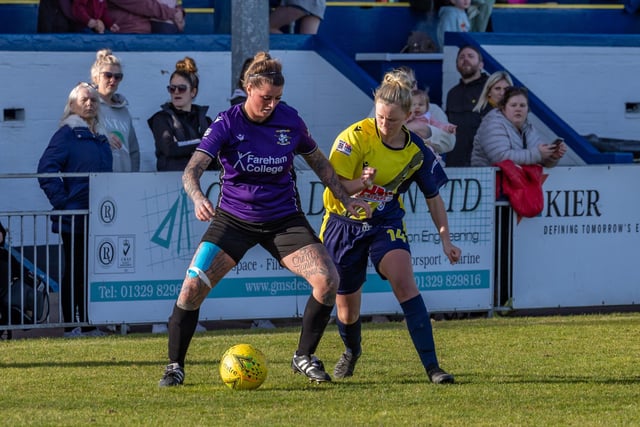 Gosport Borough (yellow) v Gosport Falcons. Picture: Mike Cooter