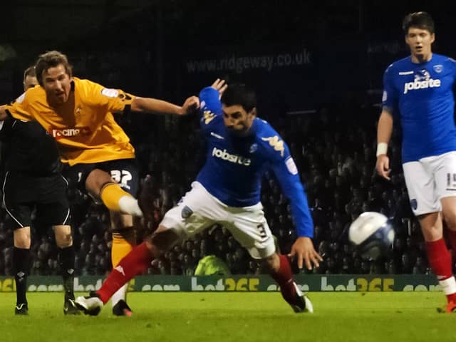 Harry Kane scores against Pompey while on loan at Millwall - where he worked under Kenny Jackett. Picture: Barry Zee