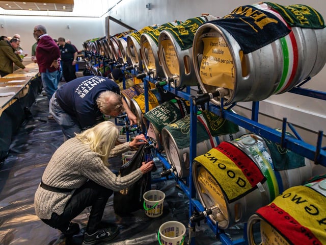 Behind the bar at the busy Gosport Winterfest. Picture: Mike Cooter (250223)