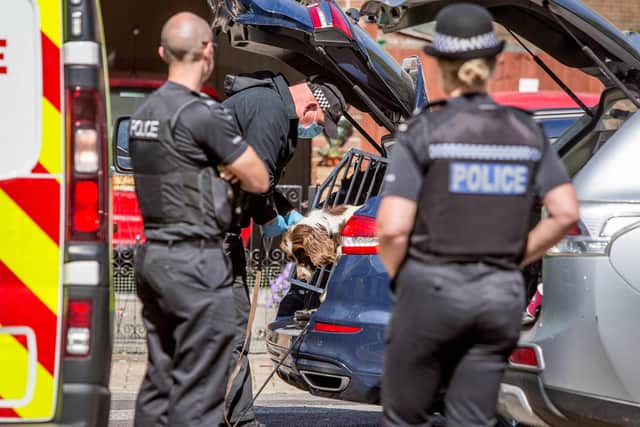 Uniformed and plainclothes officers in All Saints Road, Buckland on Tuesday, May 12 2020. Picture: Habibur Rahman