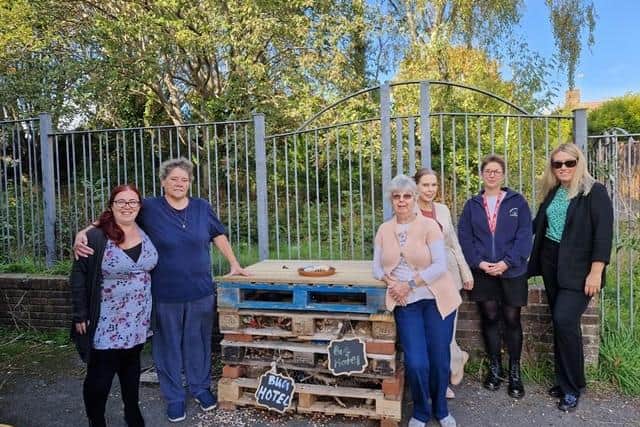 Bug Hotel at the community garden at St. Michael’s and All Angels Church.