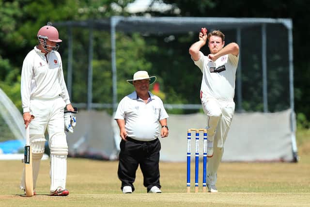 Jake Peach bowling for Portsmouth & Southsea against Havant 2nds.
Picture: Chris Moorhouse