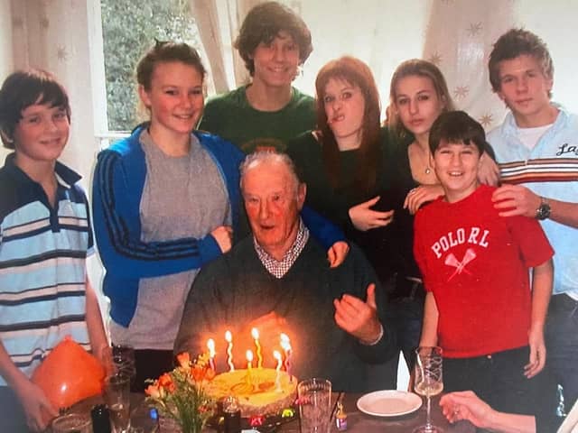 Former Portsmouth Grammar School teacher John Hopkinson with his family