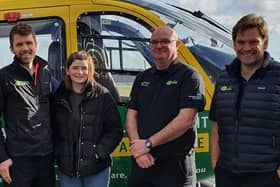 Steph Blake meeting some of the crew who helped save her life.