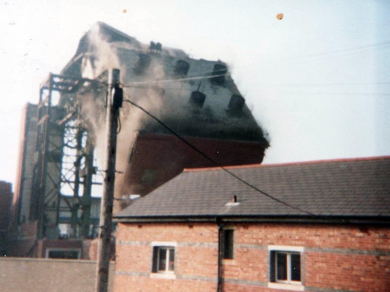 Portsmouth power station demolition. Demolition of the generating rooms in 1982.Picture courtesy of Geoff Whitte.