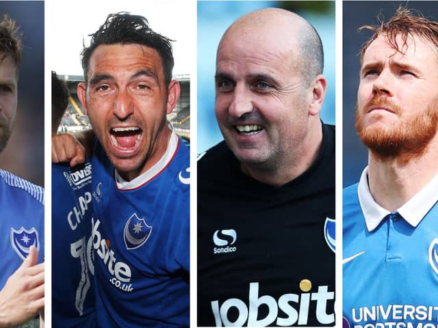 Chesterfield quartet and former Pompey favourites L-R: Michael Jacobs, Gary Roberts, Paul Cook and Tom Naylor