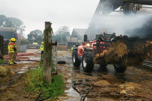 Fire crews have been tackling a barn fire on the Isle of Wight since yesterday. Picture from Hampshire and Isle of Wight Fire Rescue Service