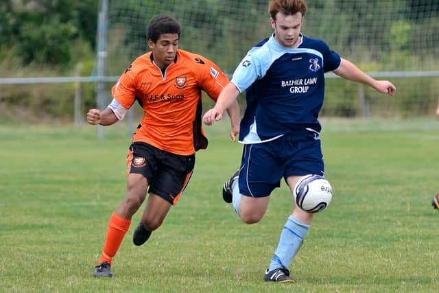 Andy Rinomhota in action during his time at AFC Portchester. Picture: Neil Marshall