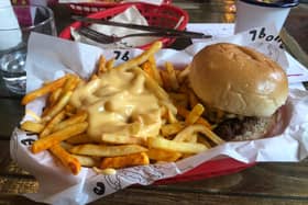 The Peter Green burger with cheesy fries at 7bone