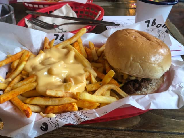 The Peter Green burger with cheesy fries at 7bone