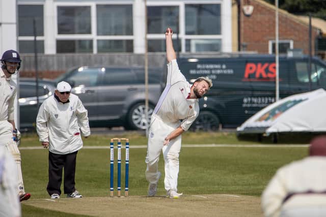 Havant's Sonny Reynolds took a wicket in each of his first two overs in the SPL win against Lymington. Pictures by Alex Shute