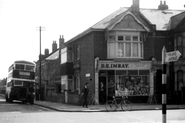 Confectioner D.K. Imray on the corner of Kimbolton Road and Hayling Avenue in the 1960's.