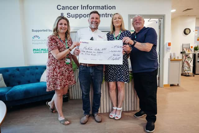 Aqua Cars have donated £3,650 to The Macmillan Centre at Queen Alexandra Hospital