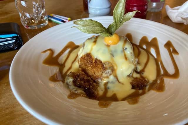 Sticky toffee pudding.