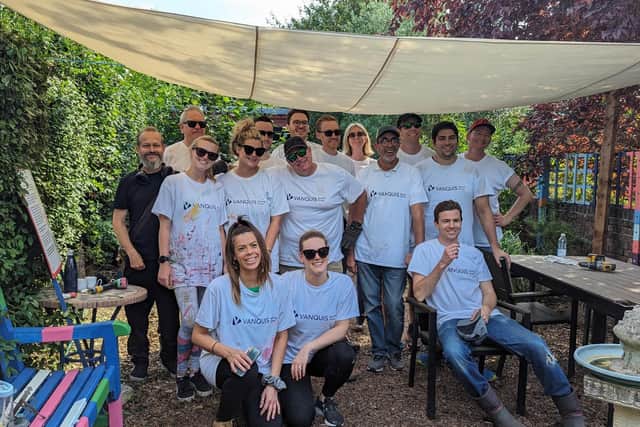 Moneybarn volunteers with Southsea Garden Community Garden volunteers