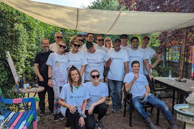 Moneybarn volunteers with Southsea Garden Community Garden volunteers