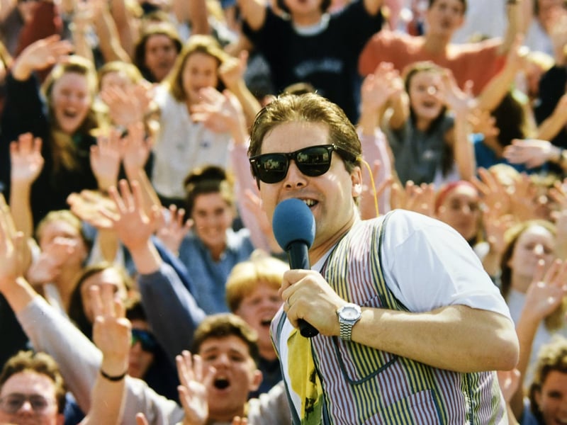The Radio 1 Roadshow in Southsea, in 1992 with Mark Goodier  talking to fans