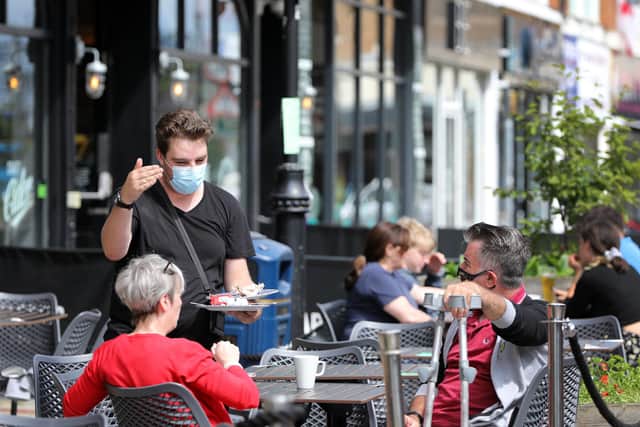 Mask wearing requirement for waiting staff, in Palmerston Rd, Southsea
Picture: Chris Moorhouse (jpns 030721-20)
