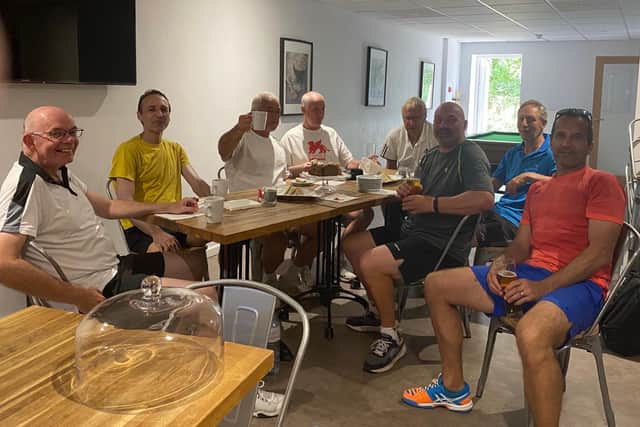 Abshot CC v CourtX 4ths (from left): Russ Lewis, Martin Jewell, Chris Weatherill, Tim Fielder, Adrian McGrath, Ozzy Glogic, Nacho Messa, Paul Martin