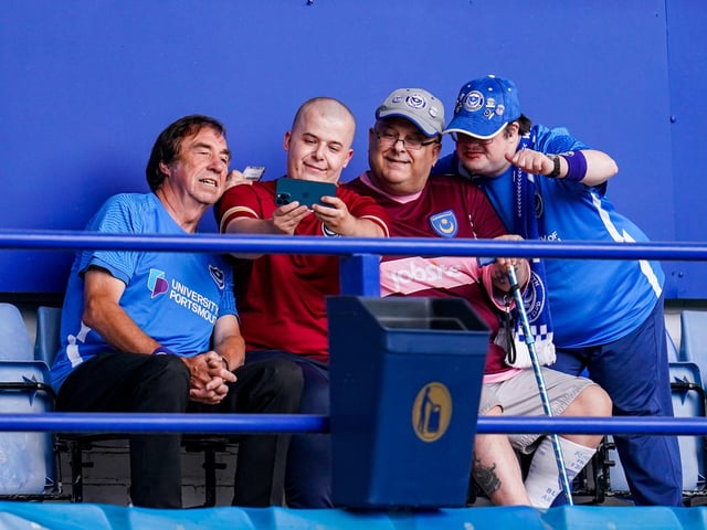 All smiles as Blues fans pose for a selfie.