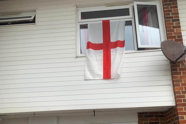 Rachel Jones put an England flag at her home in Lumsden Road in Eastney in Portsmouth.