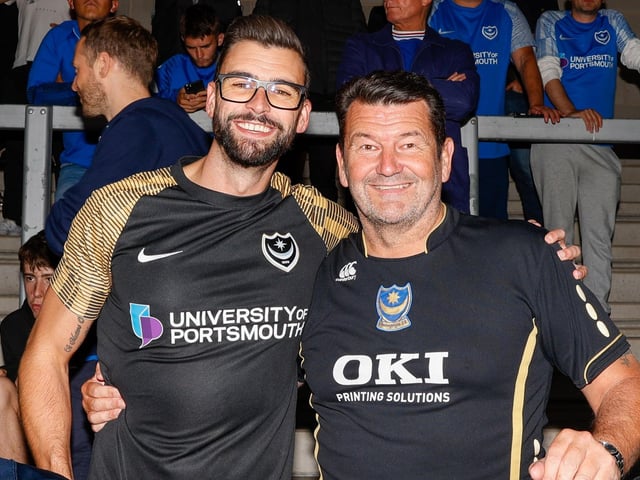 New and old. Pompey's new black and gold away shirt made it's first appearance on Tuesday evening.