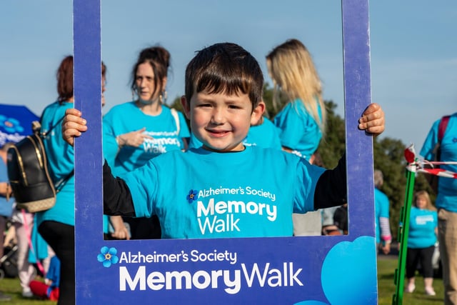Oakley King (4) took part in the walk on behalf of his Great Nanny Pat (77). Picture: Mike Cooter