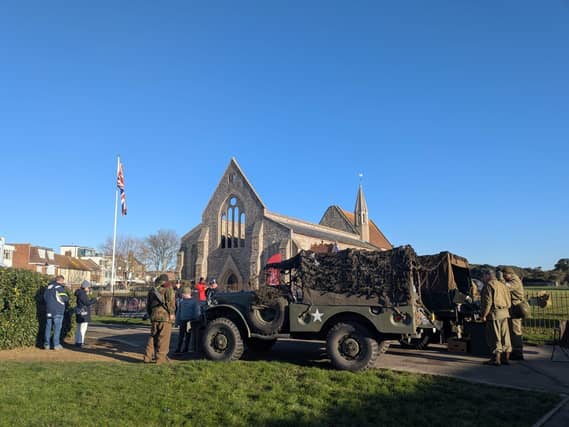 World War 2 jeeps outside the Royal Garrison Church