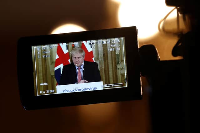 Prime Minister Boris Johnson speaking at a news conference inside 10 Downing Street, London. Picture: Simon Dawson/PA Wire