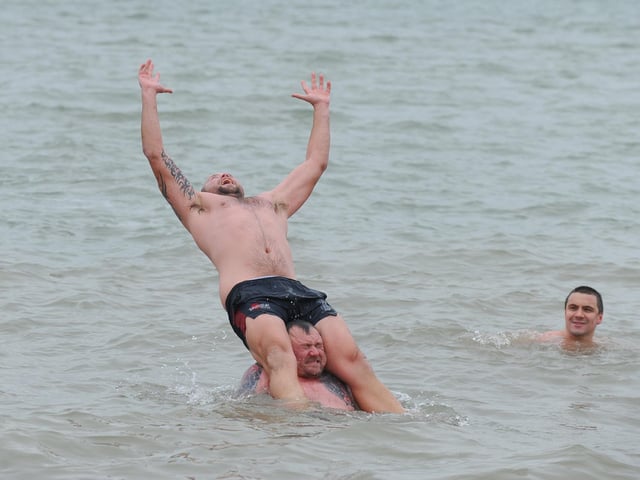 GAFIRS annual New Year's Day swim took place on Monday, January 1, 2024. Picture: Sarah Standing (010124-4330)