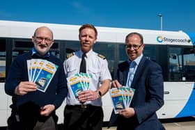 Stagecoach South, Managing Director, Marc Reddy alongside Cllr Peter Candlish, Cabinet Member for Transport at Portsmouth City Council and HoverTravel Captain