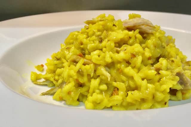 Risotto kedgeree with smoked trout, by Lawrence Murphy