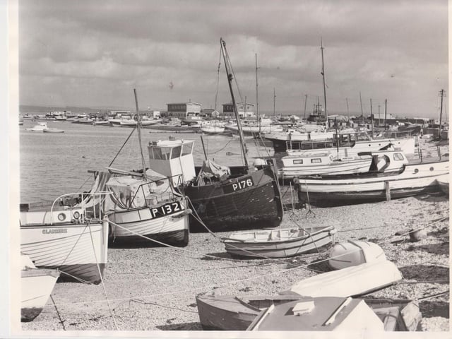 Eastney boats along Ferry Road, 1971. The News PP5745