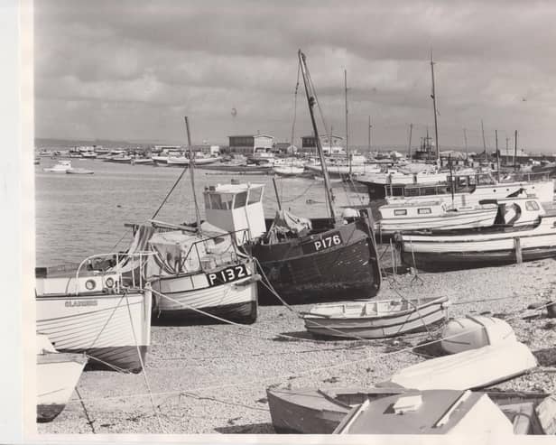 Eastney boats along Ferry Road, 1971. The News PP5745